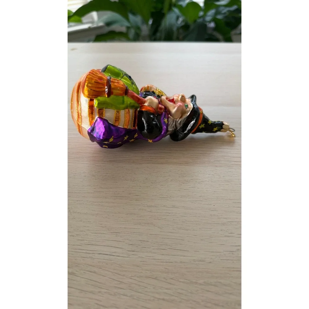 Christopher Radko Halloween Witch Glass Ornament Purple Cape Star Charm Poland - Picture 3 of 6